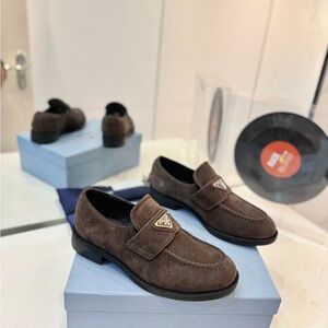 Prada Women's Brown Suede Loafers